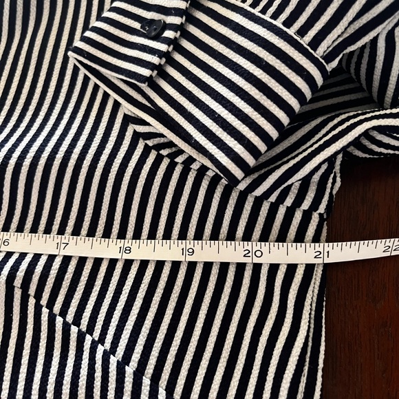 Adrianna Papell navy blue white bow tie blouse - Picture 7 of 8